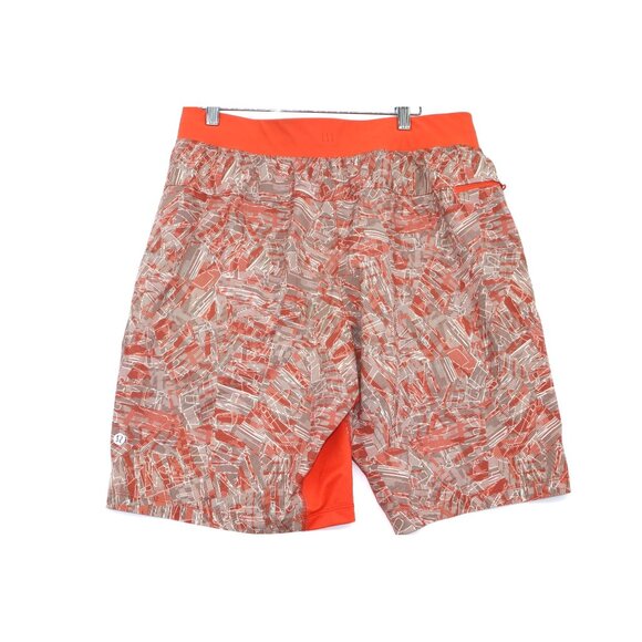 Lululemon Men's Patterned Athletic Board Shorts L Swimming  Elastane Red/White - Picture 10 of 11